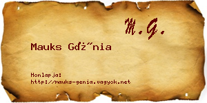 Mauks Génia névjegykártya